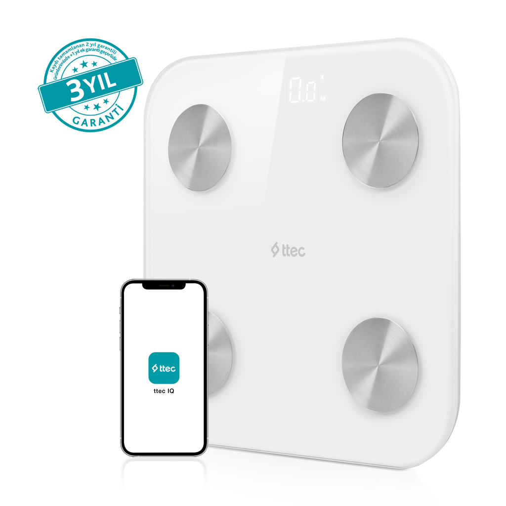 ttec Sensi Yağ Ölçer ve Vücut Analizli Hassas Sensörlü Akıllı Tartı / Baskül
