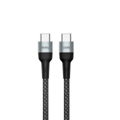 Wiwu Cyclone F15 Type-C to Type-C PD 100W 1.5m Şarj Kablosu, Siyah
