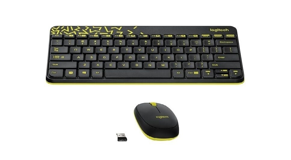 Logitech MK240 Kablosuz Siyah Sarı Klavye Mouse Seti
