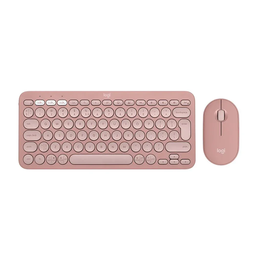 Logitech Pebble 2 Combo Çoklu Sessiz Kablosuz Klavye ve Mouse Seti, Pembe
