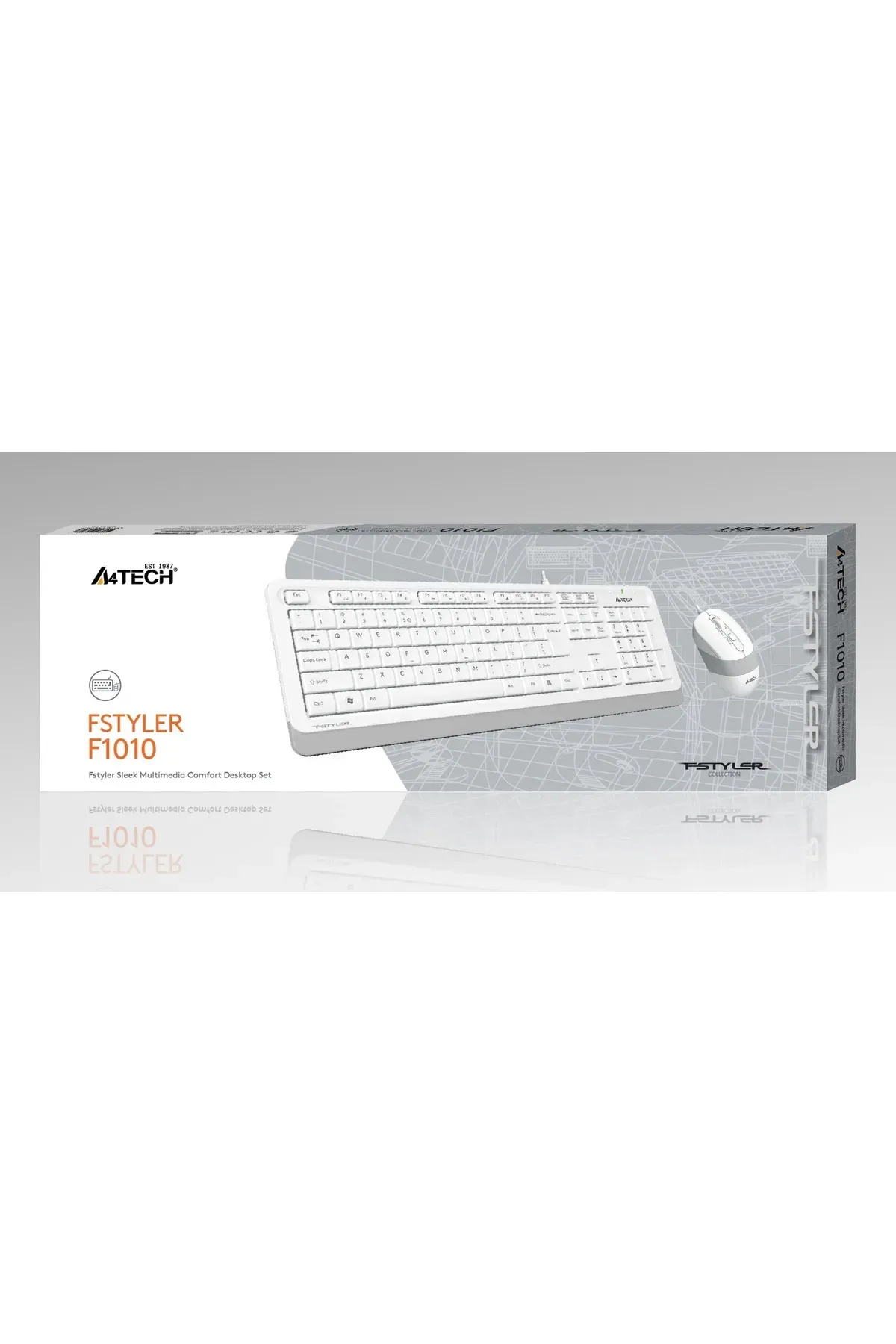 A4 Tech F1010 Beyaz Kablolu Klavye Mouse Seti