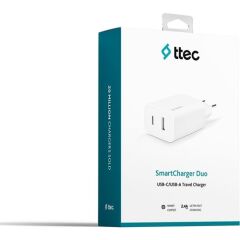 Ttec SmartCharger USB-C+USB-A 12W Şarj Adaptörü, Beyaz