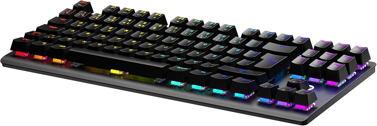 GamePower Eva 7 60M Mekanik Kablolu, 2.4Ghz, Bluetooth 3 Mod Blue Switch 88 Tuş USB RGB Gaming Klavye