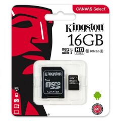 Kingston Canvas Select Class 10 UHS-I U1 V10 16 GB Micro SD Kart
