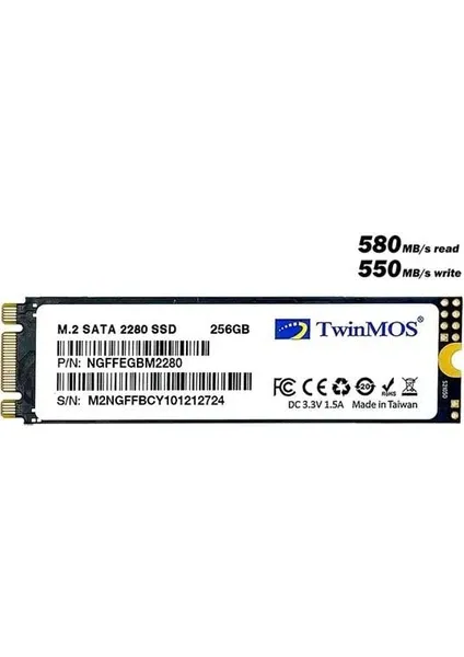 TWINMOS 256GB M2 SATA 580 - 550 MB/s SSD