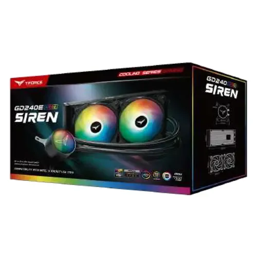 Team T-Force Siren TB120602 240mm ARGB İşlemci Sıvı Soğutucu, Siyah