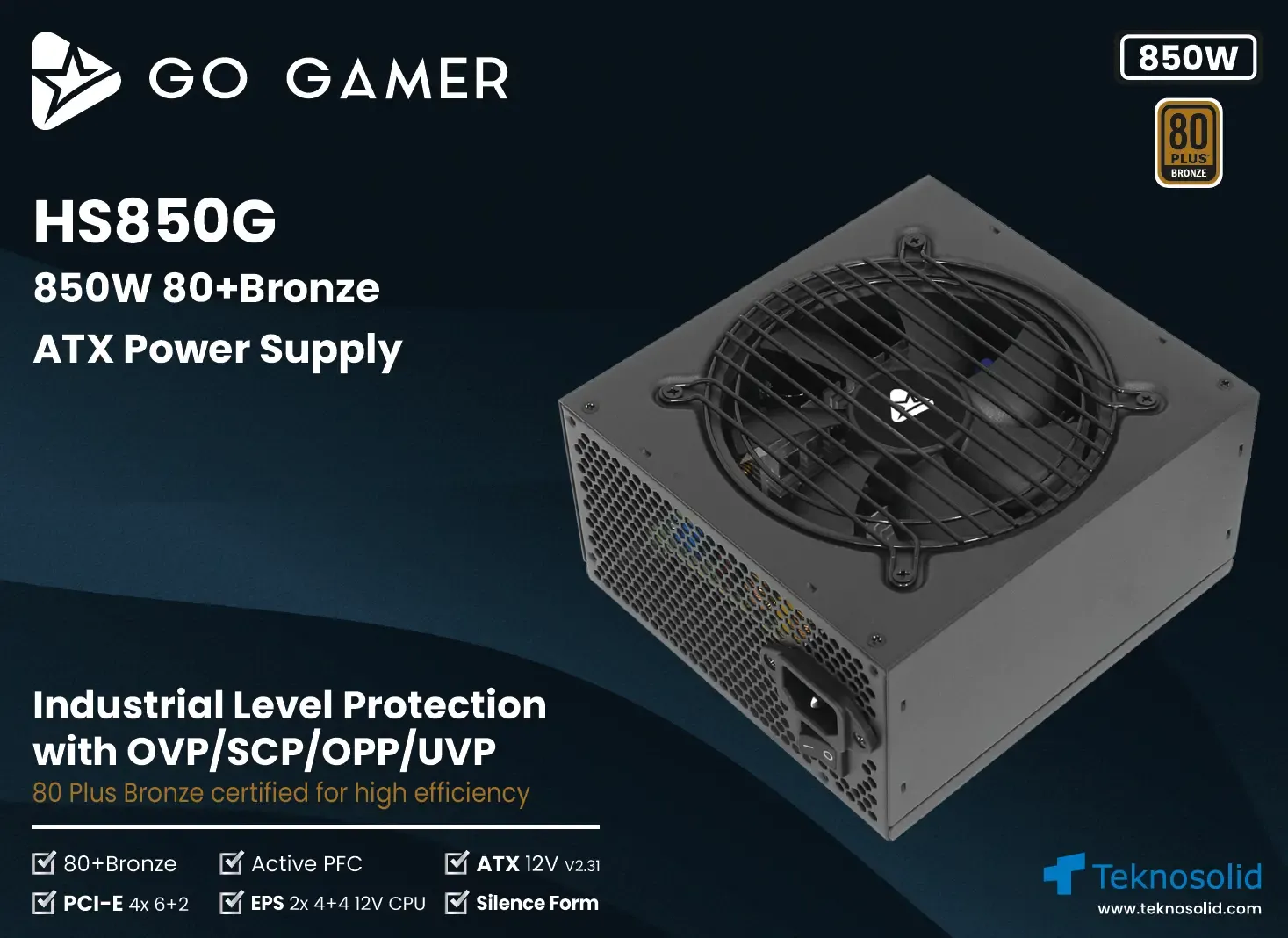 GO GAMER HS850G 850W 80+ Bronze Güç Kaynağı