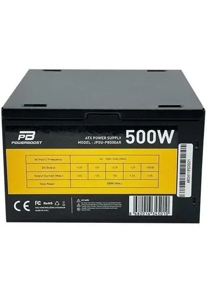 POWERBOOST PB500AR 500W 12CM FAN SIYAH GUC KAYNAGI