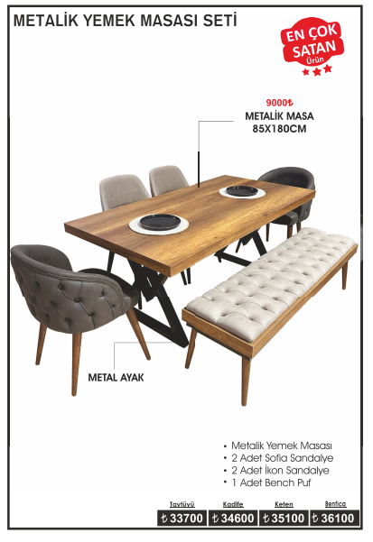 METALİK YEMEK MASASI SETİ