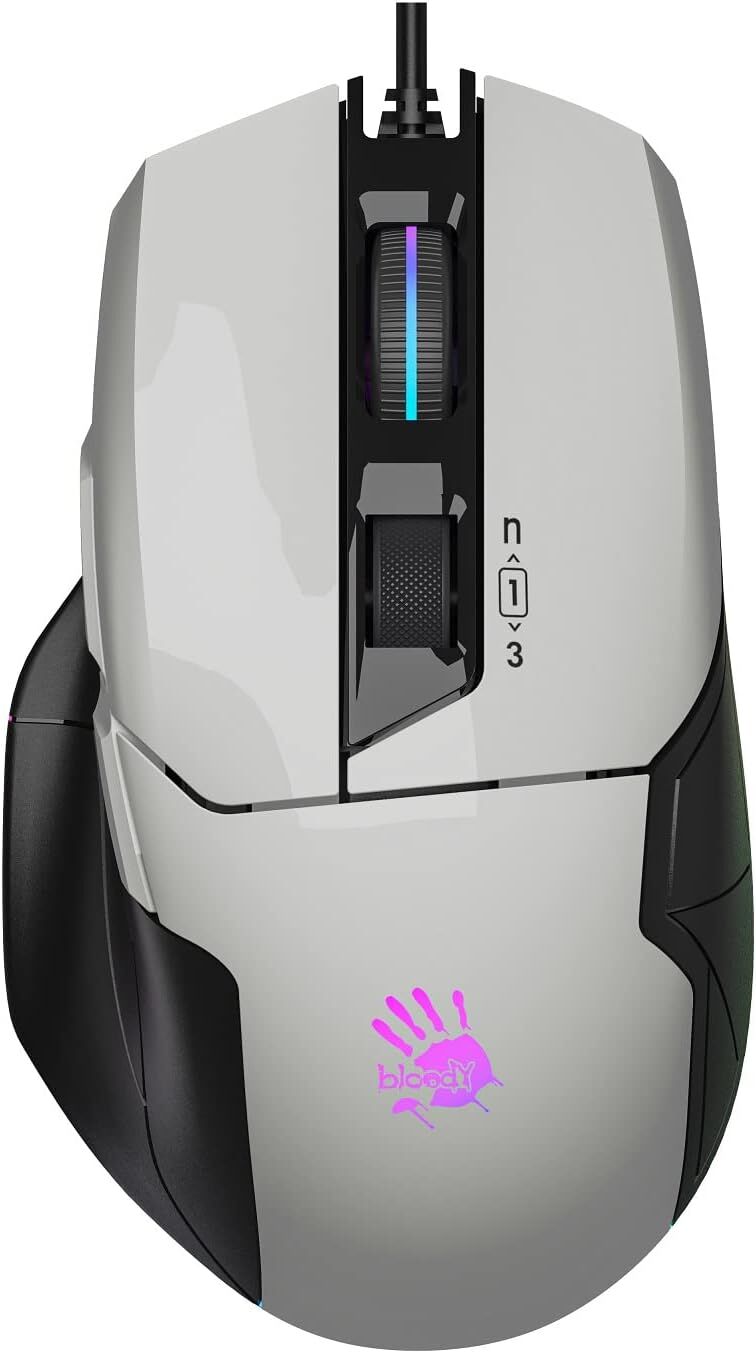 Bloody W70 Max 10.000CPI Kablolu Optik Beyaz Oyuncu Mouse