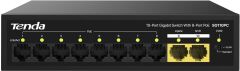 Tenda 10 Port 8 Port PoE+ 10-100-1000 Mbps 2 Port Uplink Çelik Kasa Switch