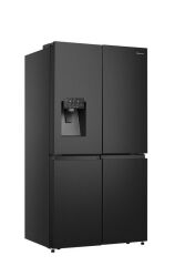 HISENSE RQ760N4SBFE 584 LT. 4 KAPILI GARDIROP TİPİ NO FROST SU ve BUZ HAZNELİ BUZDOLABI SİYAH
