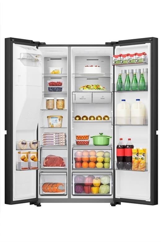 HISENSE RS818N4TFE 632 LT. GARDIROP TİPİ NO FROST SU ve BUZ HAZNELİ BUZDOLABI SİYAH