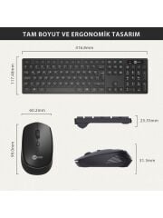 LENOVO LECOO KM2001 SİYAH USB Q TYPE KABLOSUZ KLAVYE & MOUSE SET