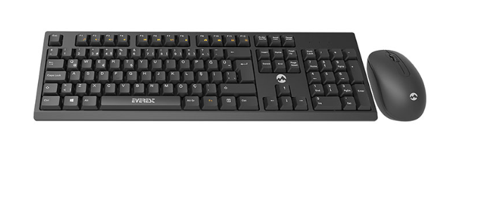 EVEREST KM-2510 KABLOSUZ Q TYPE SİYAH KLAVYE+MOUSE SET
