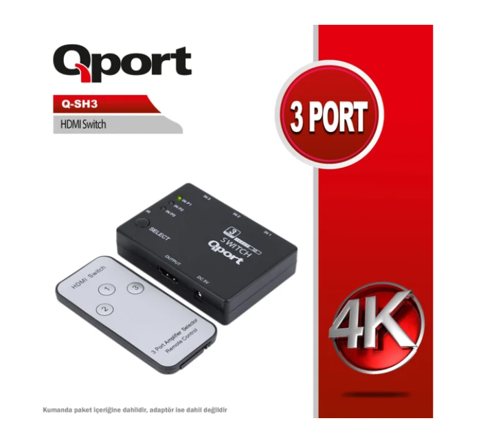 QPORT 3-PORT 3-IN 1-OUTPUT HDMI SWITCH