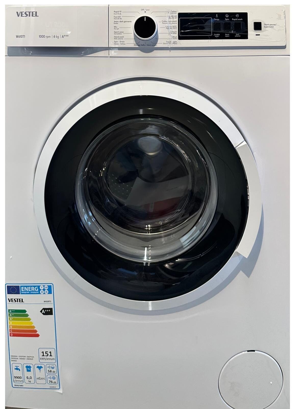 VESTEL W610T1 6Kg Çamaşır Makinesi Beyaz A+++