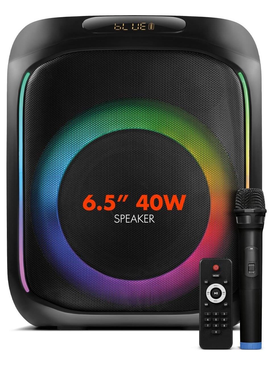 Powerway MIO Taşınabilir Mikrofonlu 40 W Parti Karaoke Kumandalı Bluetooth Hoparlör Led Işıklı
