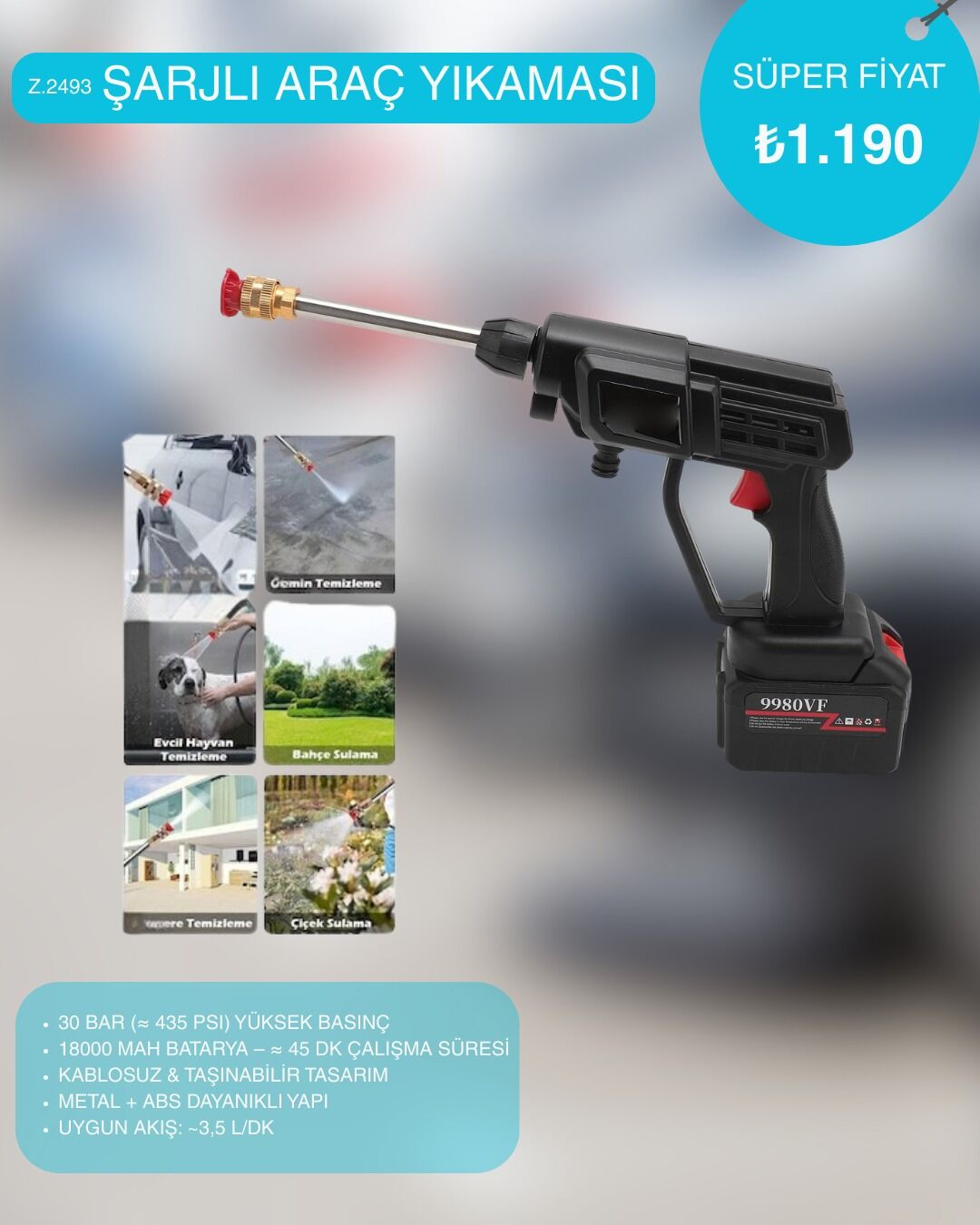 Şarjlı Araç Yıkaması Z.2493
