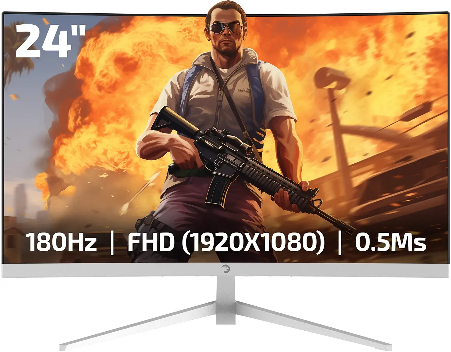 GamePower Vivid T40 24'' Curved RGB 180Hz 0.5ms FHD Va Panel 2x2W Hoparlör Gaming Monitör, Beyaz