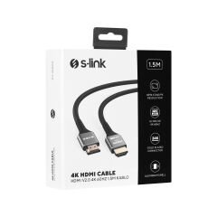 S-link SLX-HD4K015 19+1 HDMI to HDMI 1.5m Metal v2.0 4K 60Hz Kablo