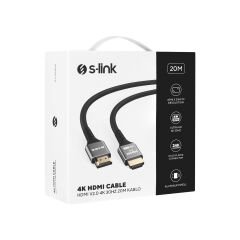 S-link SLX-HD4K20 19+1 HDMI to HDMI 20m Metal v2.0 4K 30Hz Kablo