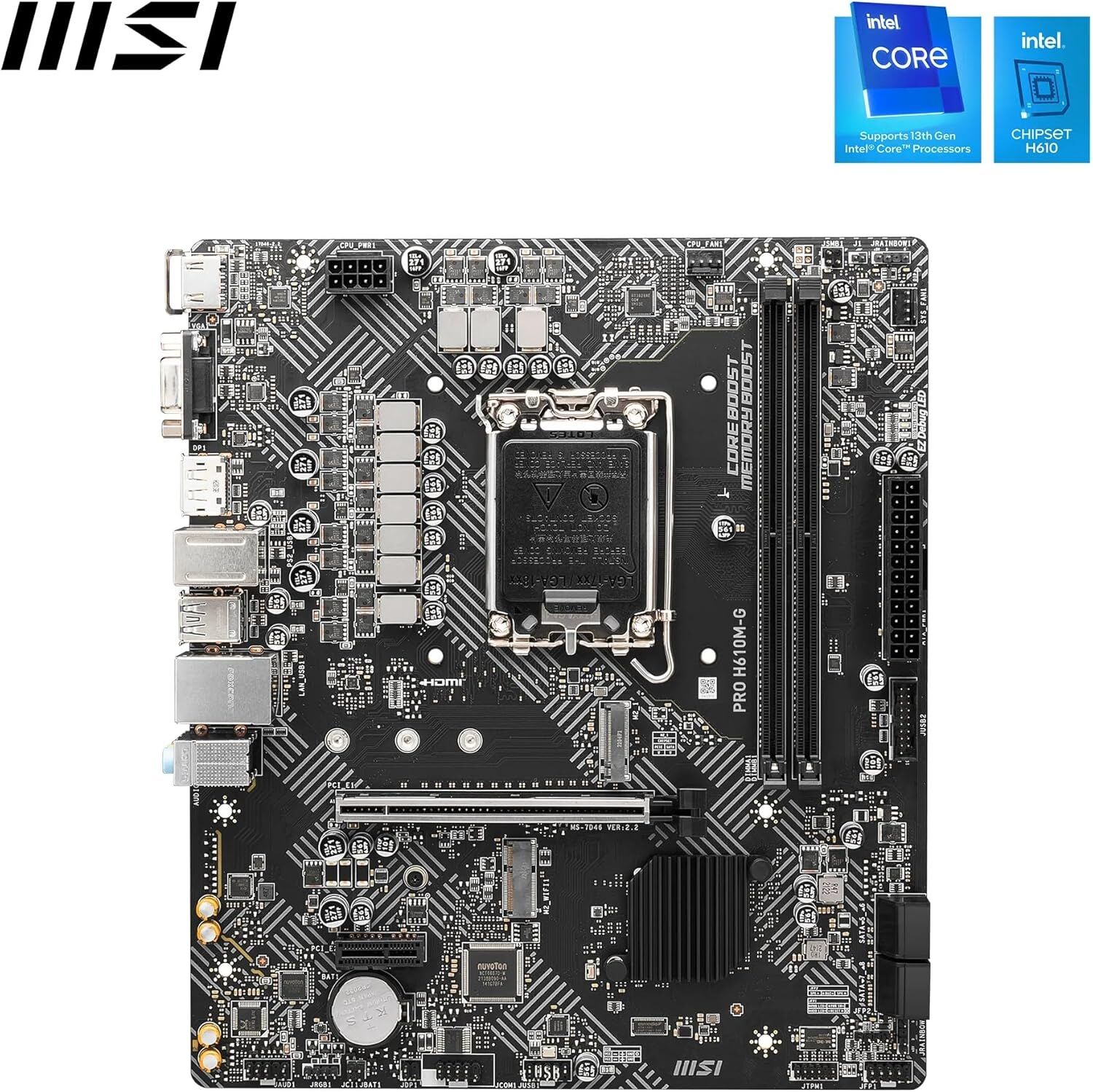 MSI Pro H610M-G Intel LGA1700 DDR5 5600MHz Micro ATX Anakart