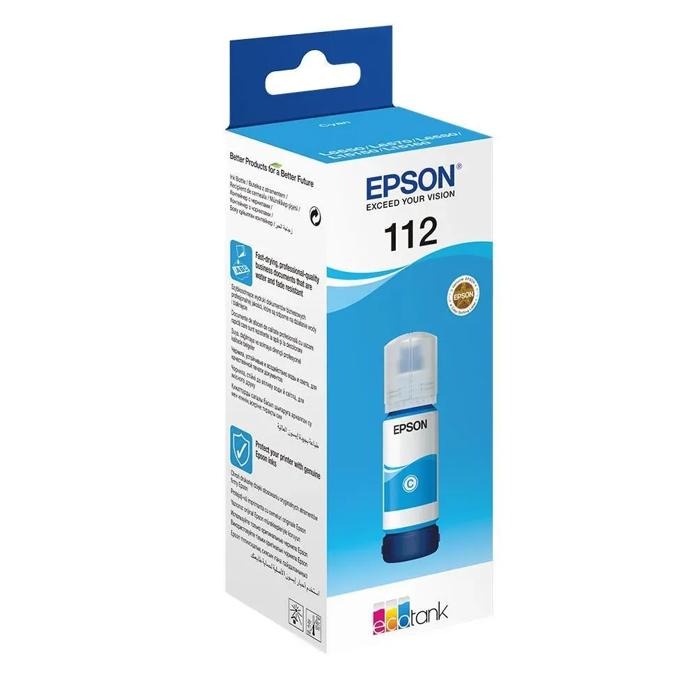 Epson C13T06C24A 112 Ecotank Pigment Orijinal Mürekkep Şişesi, Mavi