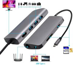 Codegen Type-C 8in1, HDMI+USB 3.1, RJ45 Ethernet, SD/Micro SD Kart Okuyucu
