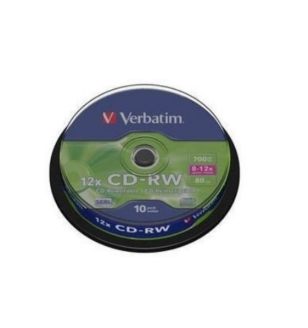 VERBATIM 43480 CD-RW 700MB 8-12X 10'LU CAKEBOX