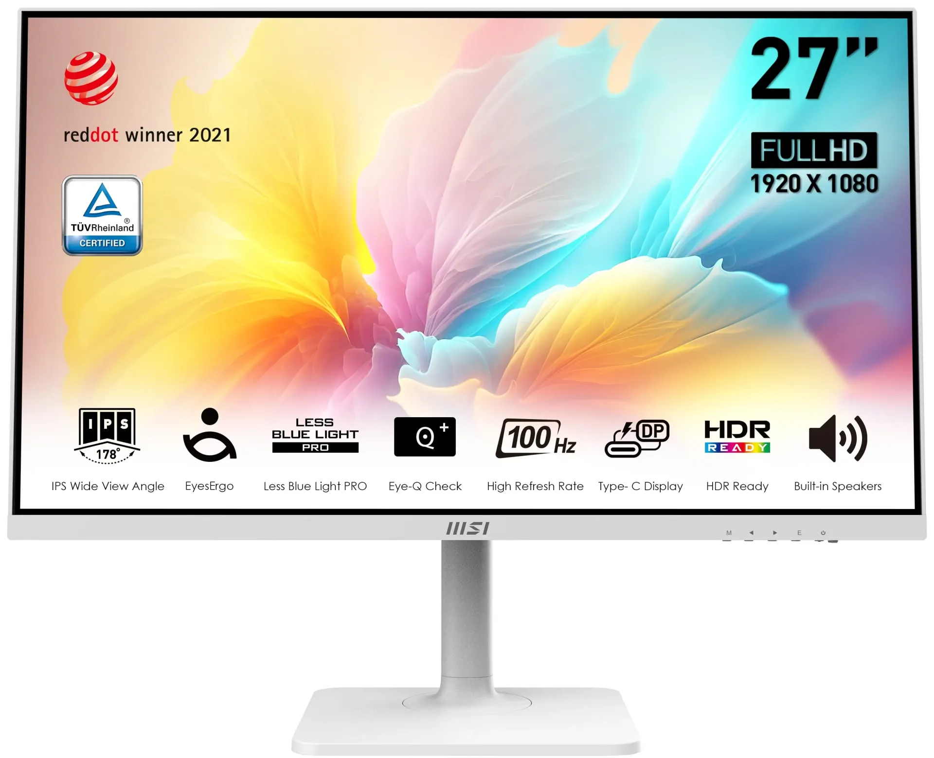 MSI Modern 27¨ FHD 169 Flat IPS 100HZ 1MS Adaptıve-Sync Pivot Type-C Monitör, Beyaz