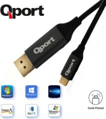 Qport Q-THD Type-C dan Display Port 2MT 4K 60Hz Kablo
