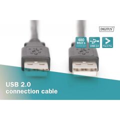 Digitus AK-300101-050-S 5m İki Ucu Erkek USB Kablo
