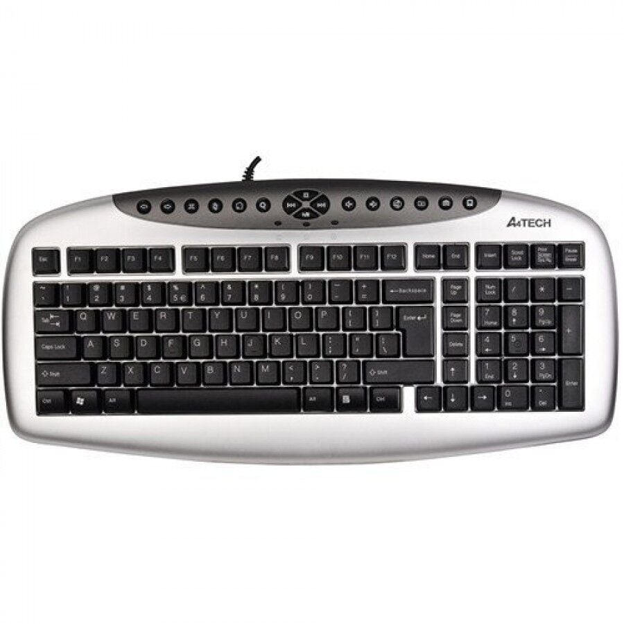 A4 Tech KB-21 Q Türkçe USB Gümüş Siyah Multimedya Klavye