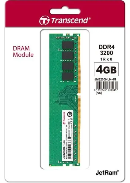 Transcend JM3200HLH 4GB 3200 MHz CL22 DDR4 PC Ram