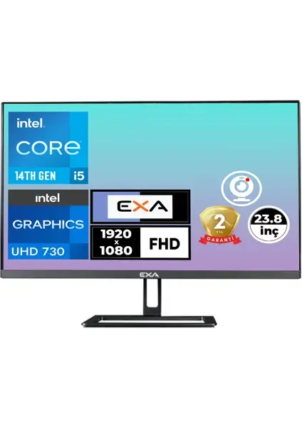 EXA AIO H24S-V2 C52 23.8'' i5-14400 16GB 512GB DOS SİYAH