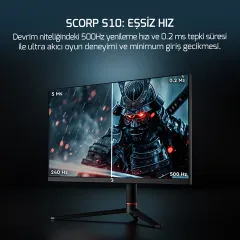 GamePower 24.5'' Scorp S10 RGB 500HZ 0.2MS FHD Flat PS Pivot HDR400 Speaker Oyuncu Monitör