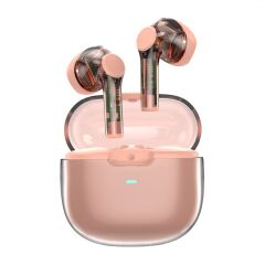 Wiwu T12 Şeffaf Tasarımlı Kulak İçi Bluetooth Kulaklık, Pembe