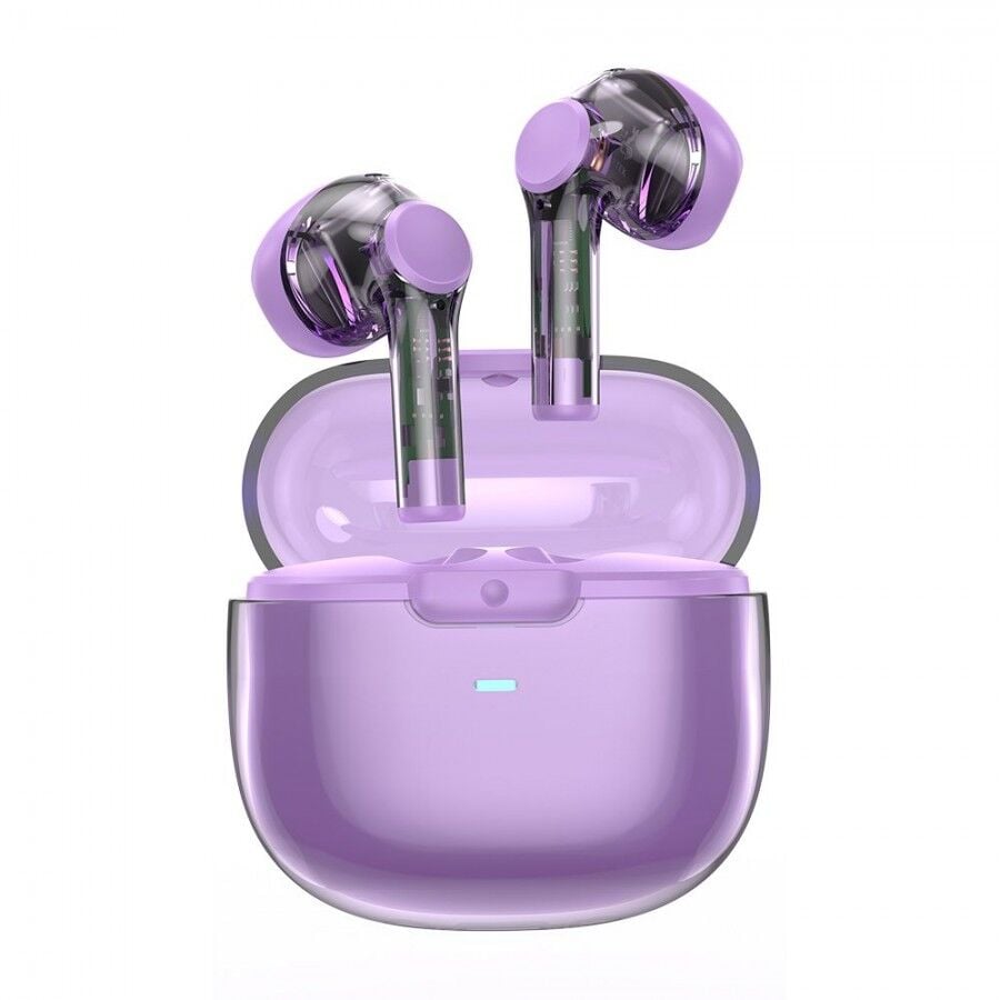 Wiwu T12 Şeffaf Tasarımlı Kulak İçi Bluetooth Kulaklık, Mor