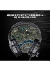 Lecoo HT403 USB2.0 Kulak Üstü RGB LED Aydınlatmalı Kablolu Gaming Kulaklık Siyah