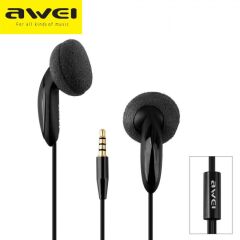 Awei ES12i Mikrofonlu 3,5 mm Stereo Kulak İçi Kulaklık, Siyah