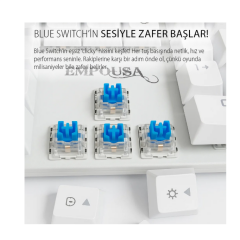 Inca IKG-456 Empousa Blue Switch Mekanik Metal Panel  White Gamıng Klavye