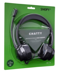 Snopy SN-T9 CHATTY Siyah USB Mikrofonlu Kulaklık Eğitim için Mikrofon Kontrollü Notebook-PC Kulaklık