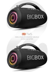 Powerway Bigbox 40W Güç Çift Bass Usb Hafıza Kartı Aux Fm Led Işıklı Bluetooth Hoparlör Hi-Fi Ses Bombası