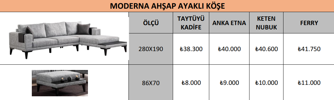 MODERNA AHŞAP AYAKLI KÖŞE
