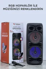 Torima D28 RGB Işıklı Mikrofonlu Kumandalı USB/TF/BT/FM/AUX Siyah Bluetooth Hoparlör