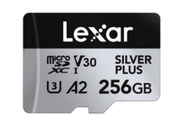 LEXAR 256GB HIGH PERFORMANCE SILVER PLUS MICROSDXC UHS-I UP TO 205MB/S READ 150MB/S WRITE C10 A2 V30