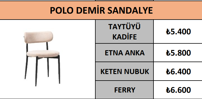 POLO DEMİR SANDALYE