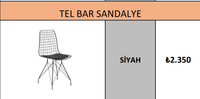 TEL BAR SANDALYE