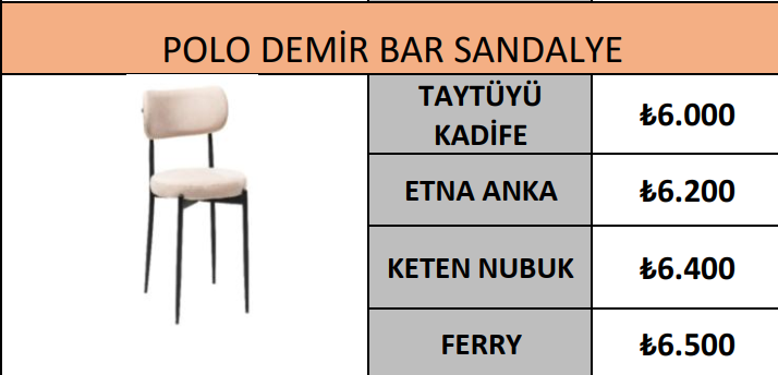POLO DEMİR BAR SANDALYE